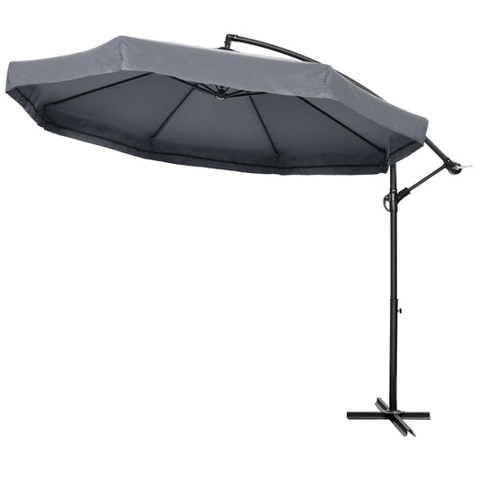 Large cantilever patio umbrella with mosquito net, 360° rotation