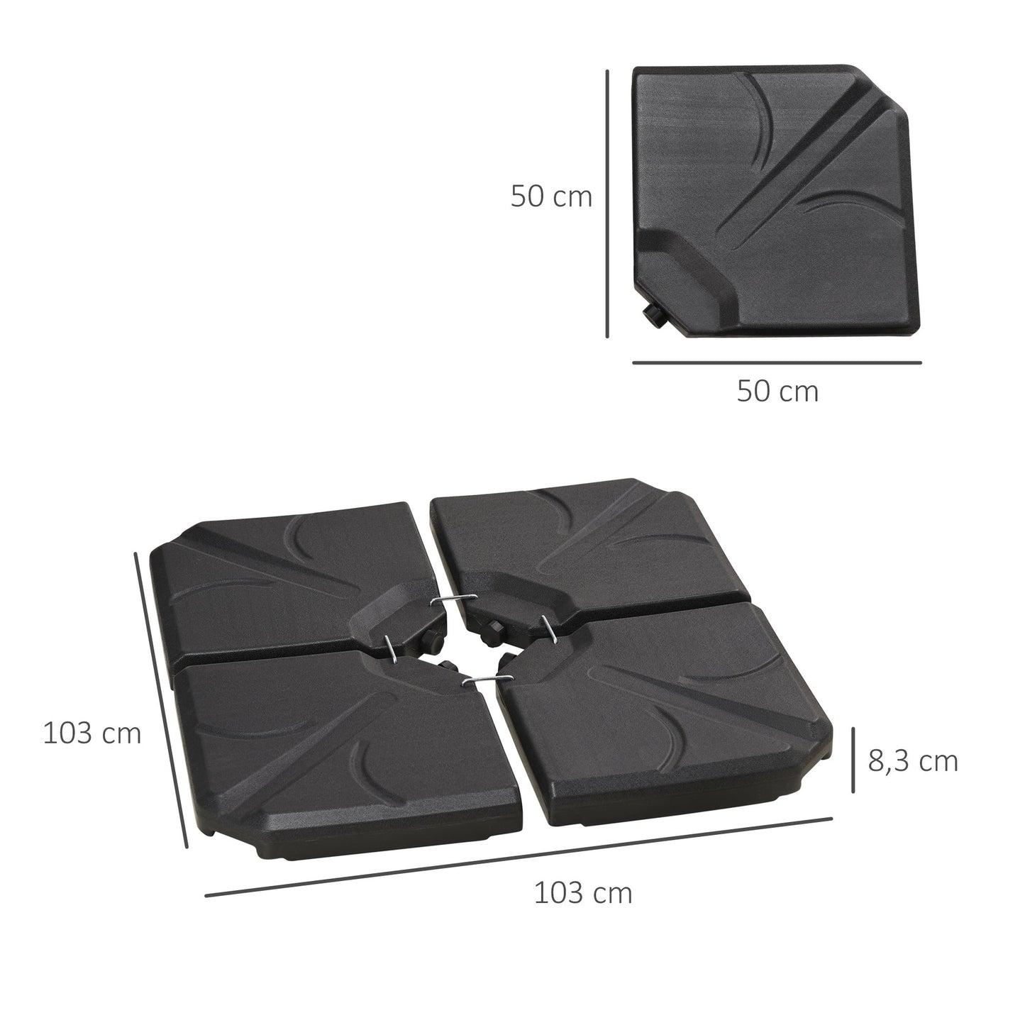 Cantilever Umbrella Base Weights, HDPE, 56kg Capacity