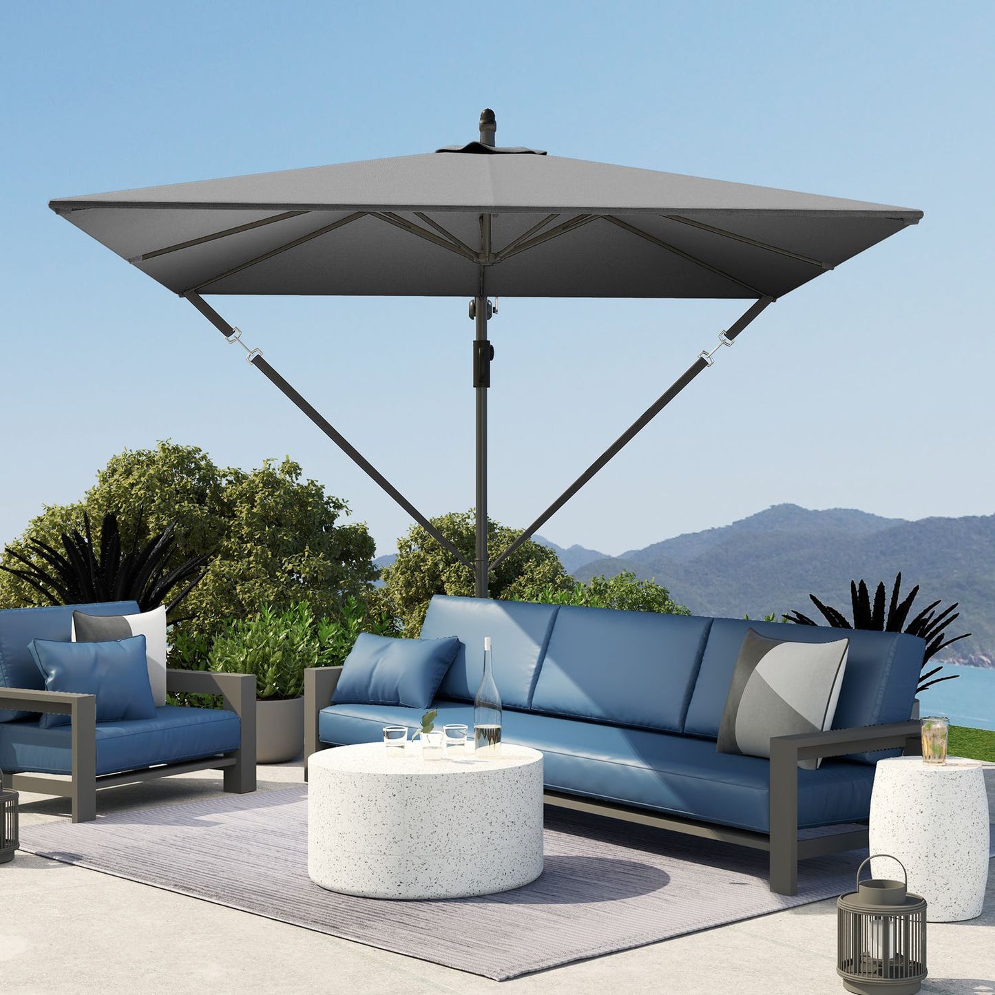 Cantilever Parasol Ø260 cm, UV 50+, Water-repellent, Grey