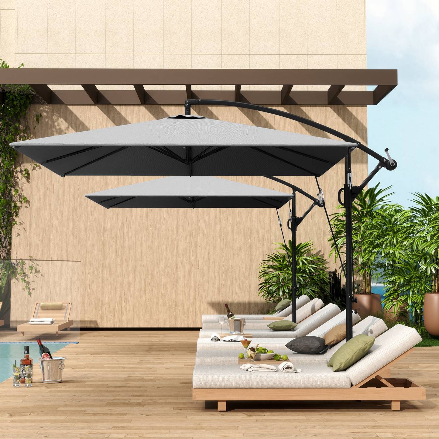 Cantilever Parasol Ø260 cm, UV 50+, Water-repellent, Grey
