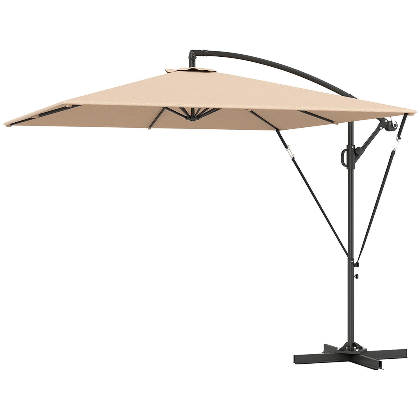 Cantilever Parasol Ø260 cm, UV 50+, Water-repellent, Khaki