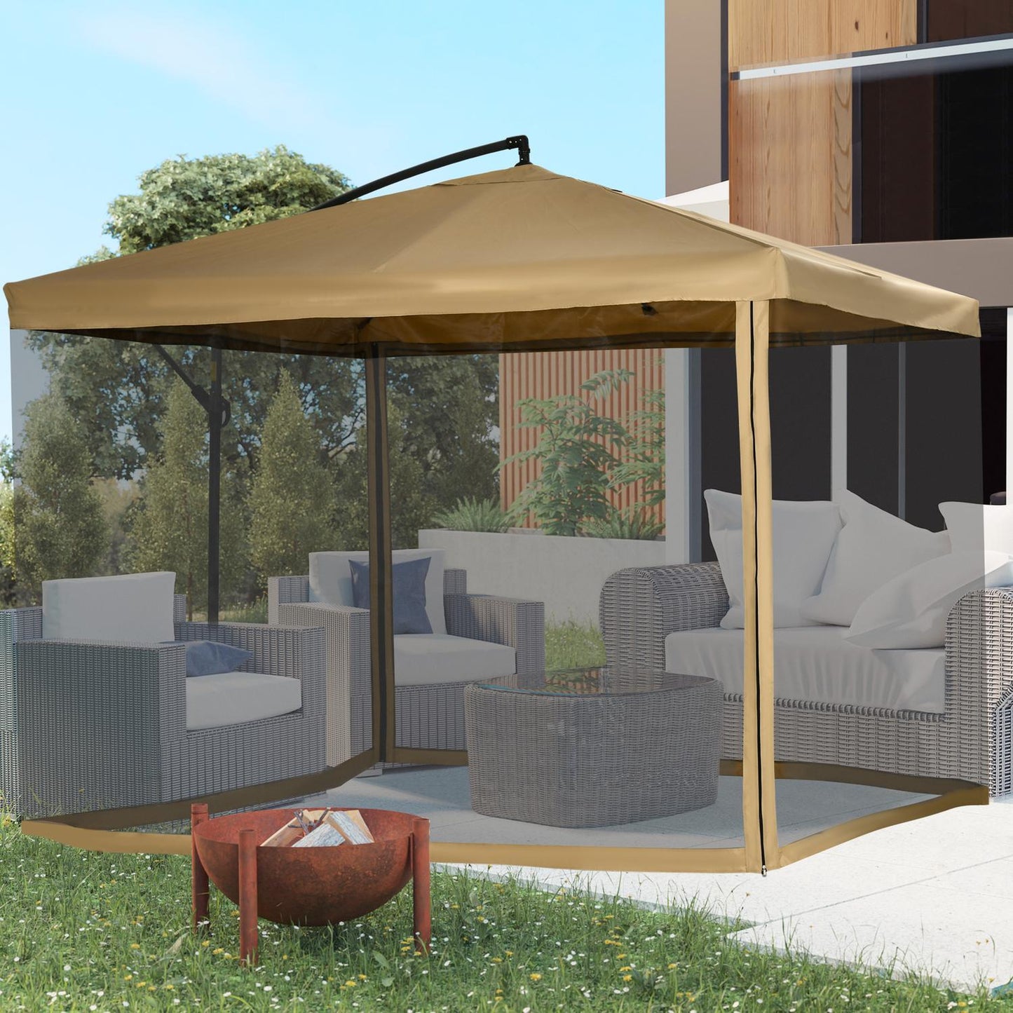 Large cantilever umbrella 296x296cm - Garden and terrace use