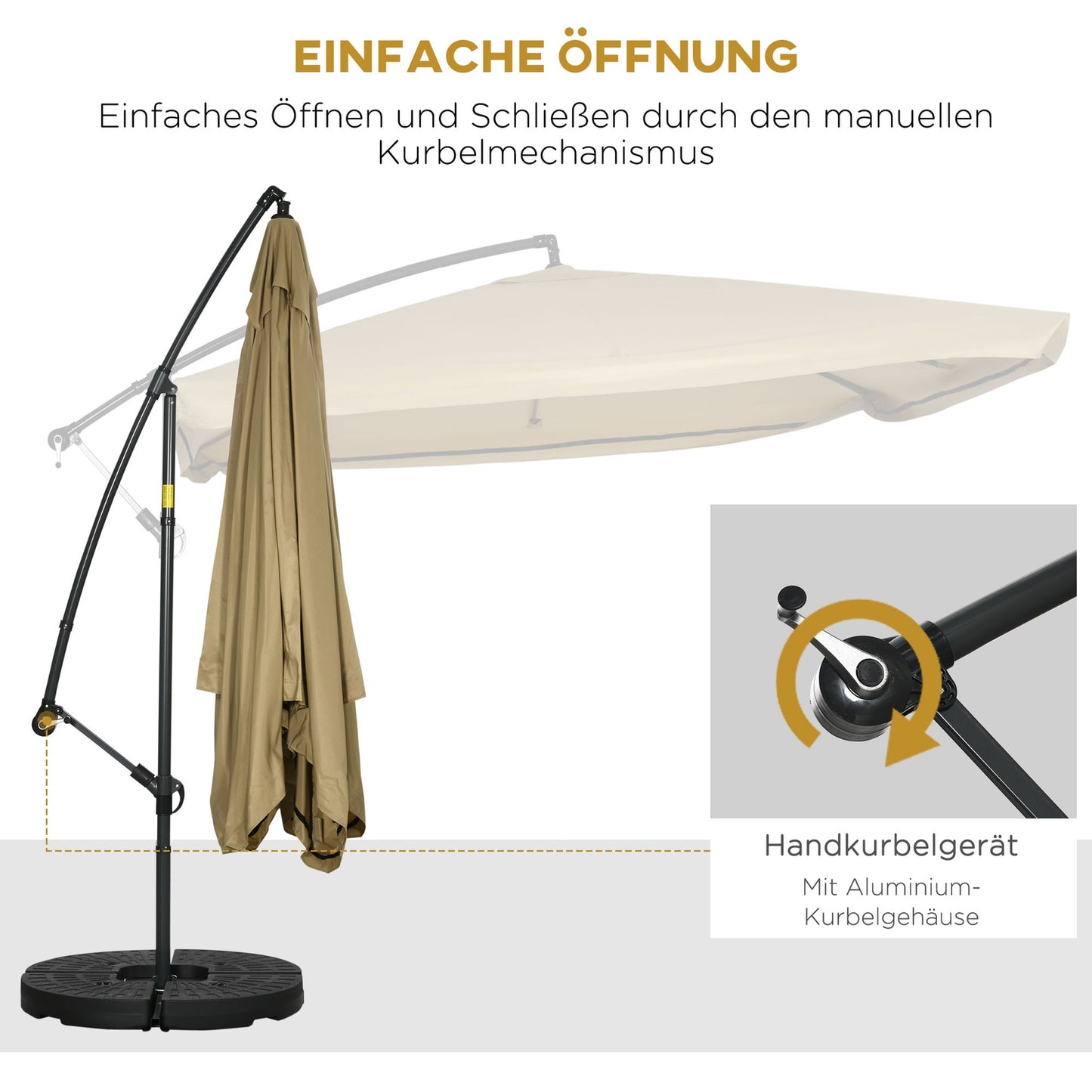 Large cantilever umbrella 296x296cm - Garden and terrace use