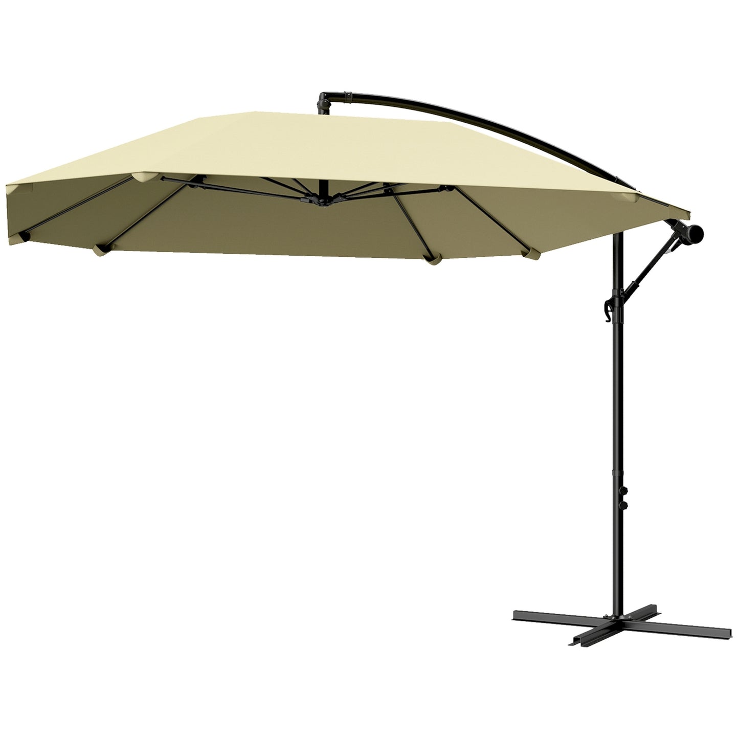 Beige 260 cm cantilever aluminum umbrella - Waterproof & tiltable