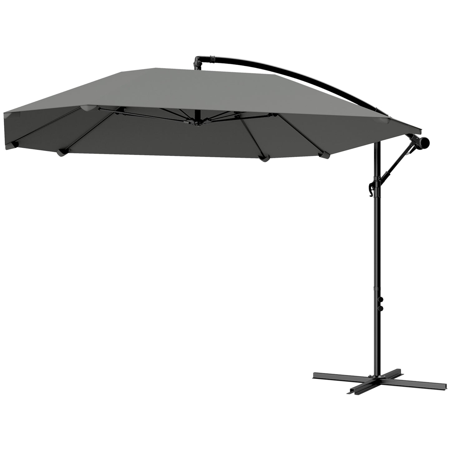 Dark gray cantilever umbrella, 260cm, crank & wind lock