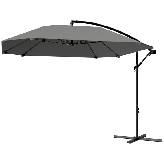 Dark gray cantilever umbrella, 260cm, crank & wind lock