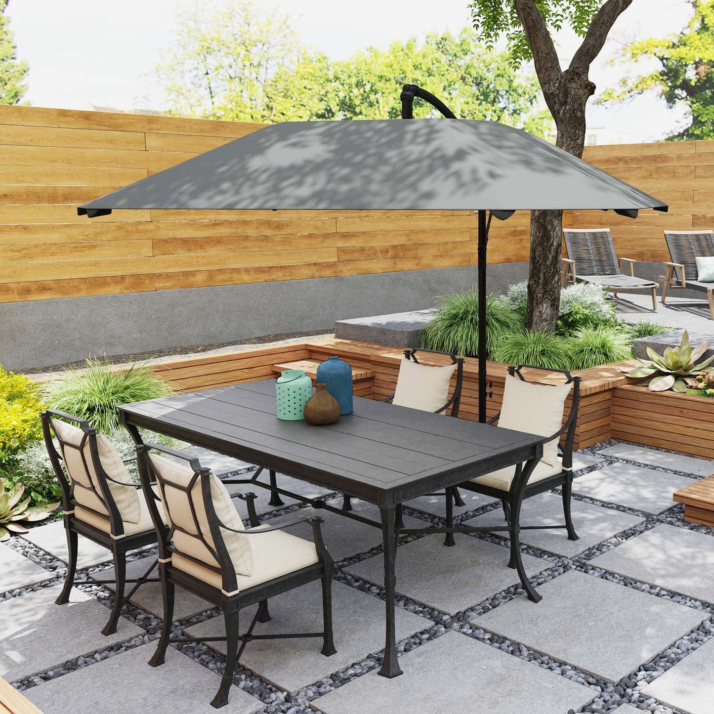 Dark gray cantilever umbrella, 260cm, crank & wind lock