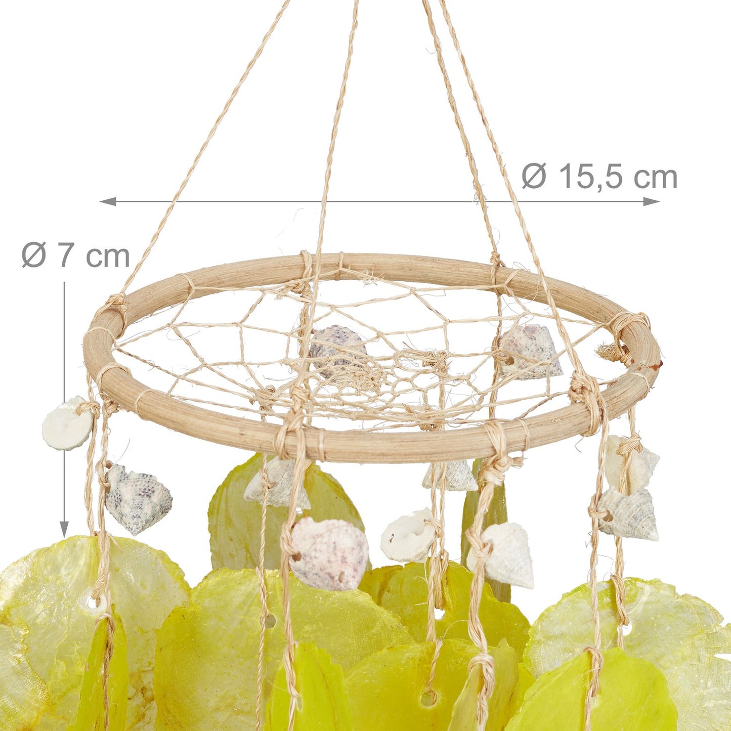 Capiz wind chime with dream catcher