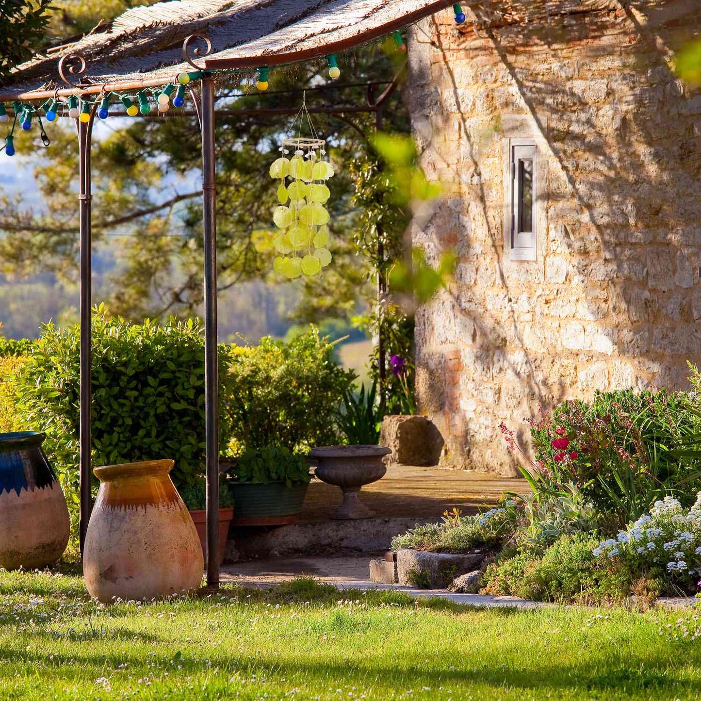 Capiz wind chime with dream catcher