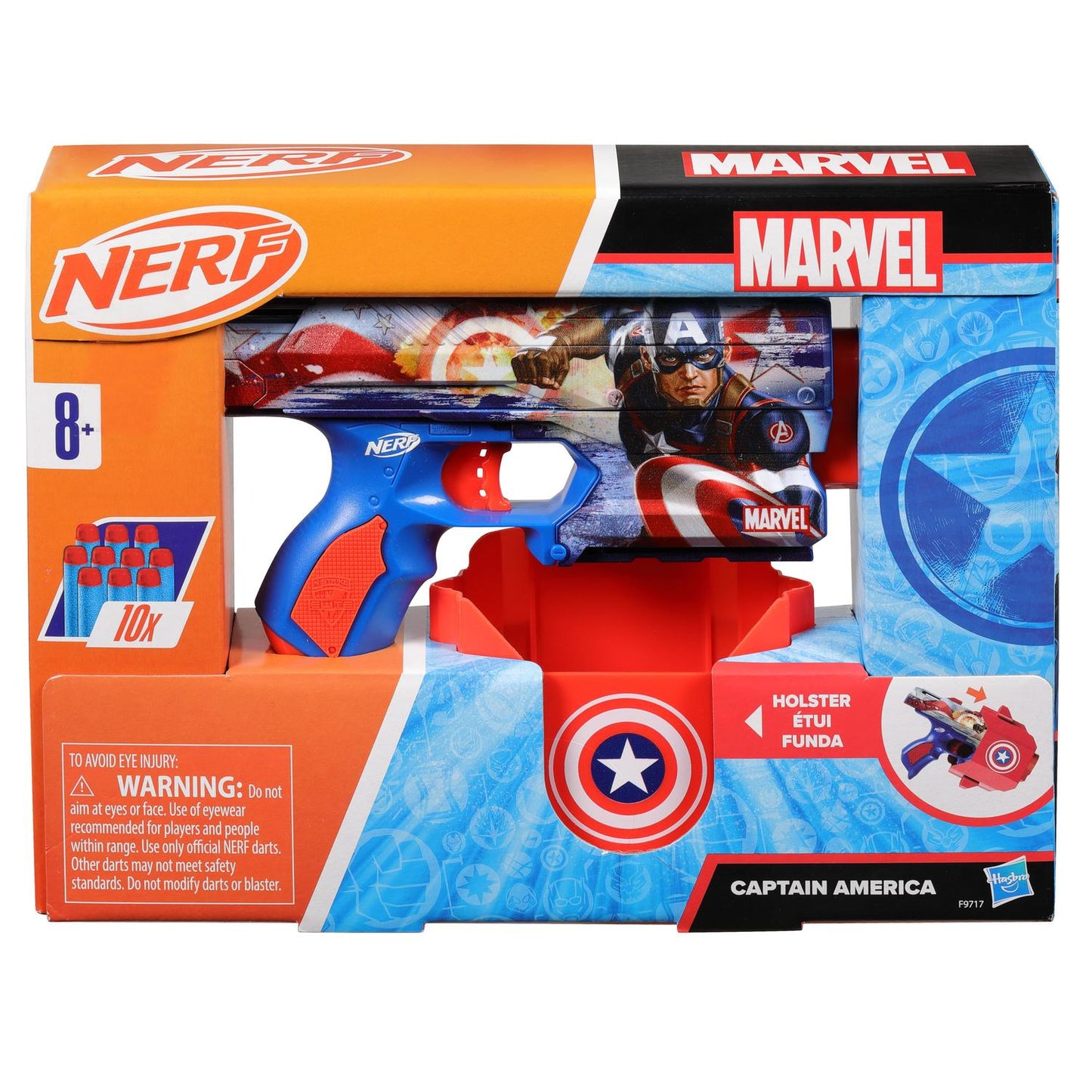Captain America Nerf Blaster Toy with Easy-Load Mechanism