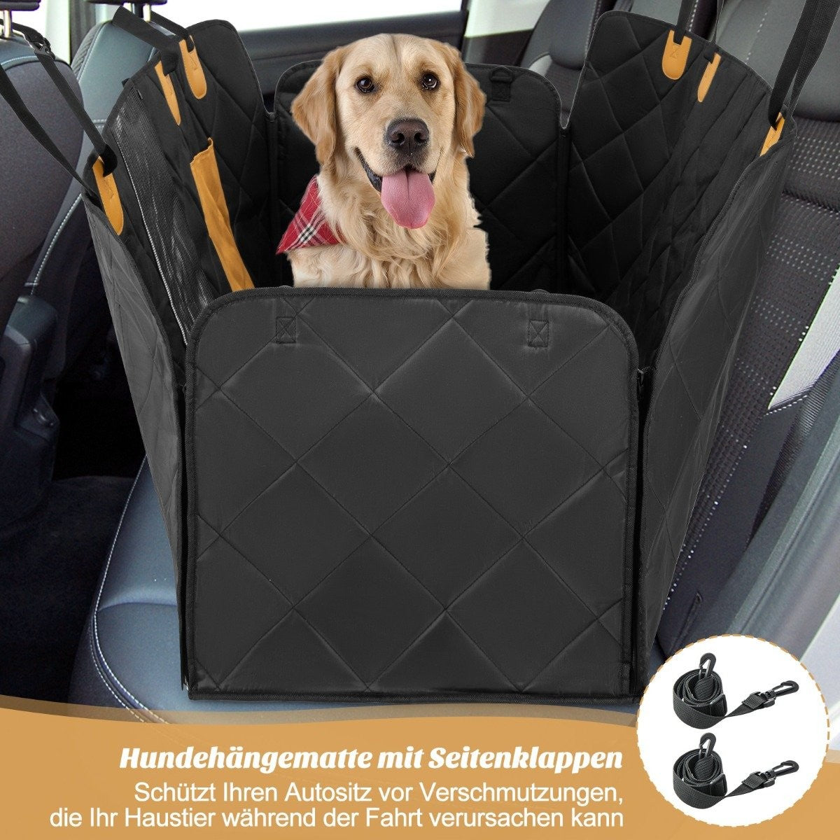 Car Back Seat Dog Blanket Waterproof & Scratch-Resistant & Non-Slip 215 x 148 cm Black