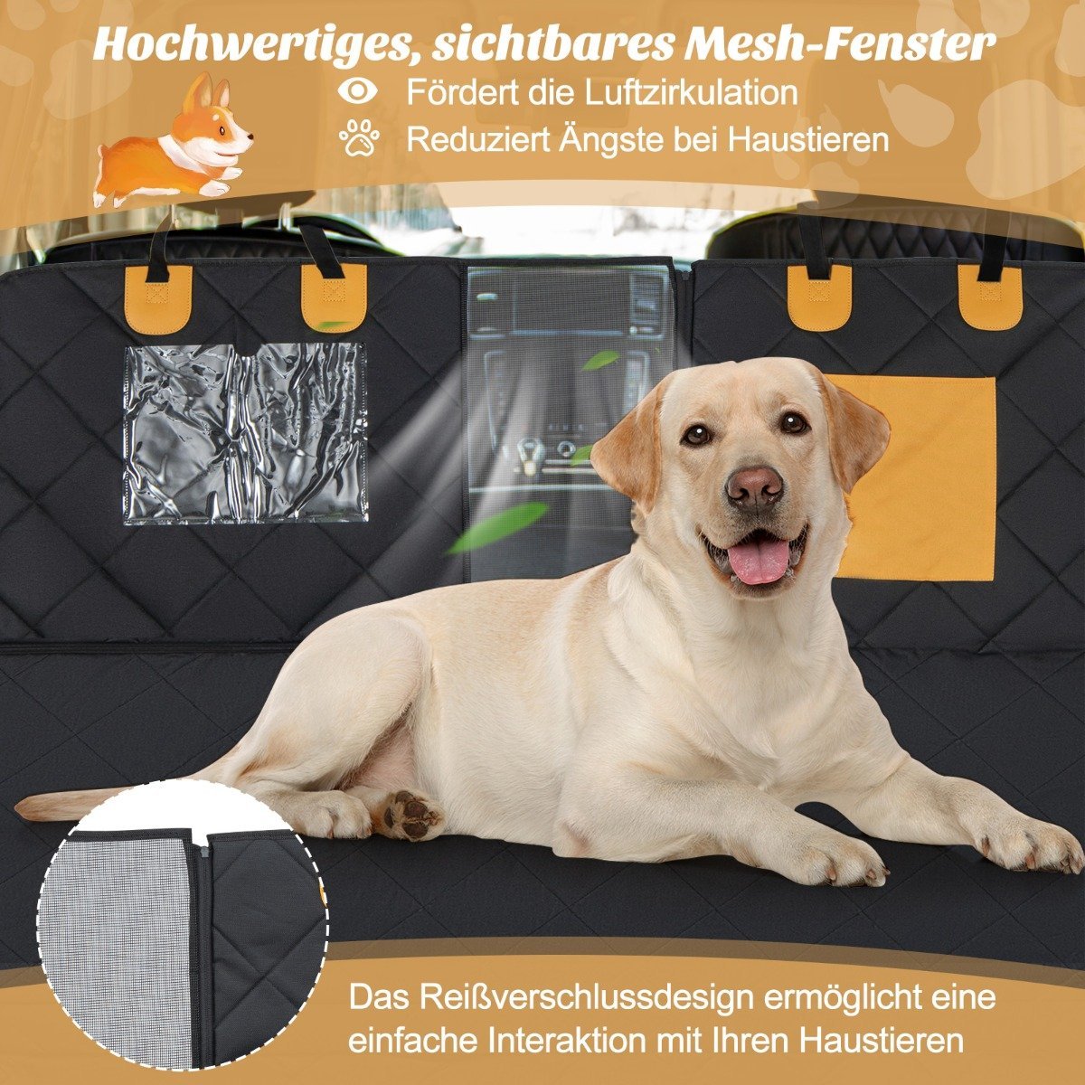 Car Back Seat Dog Blanket Waterproof & Scratch-Resistant & Non-Slip 215 x 148 cm Black