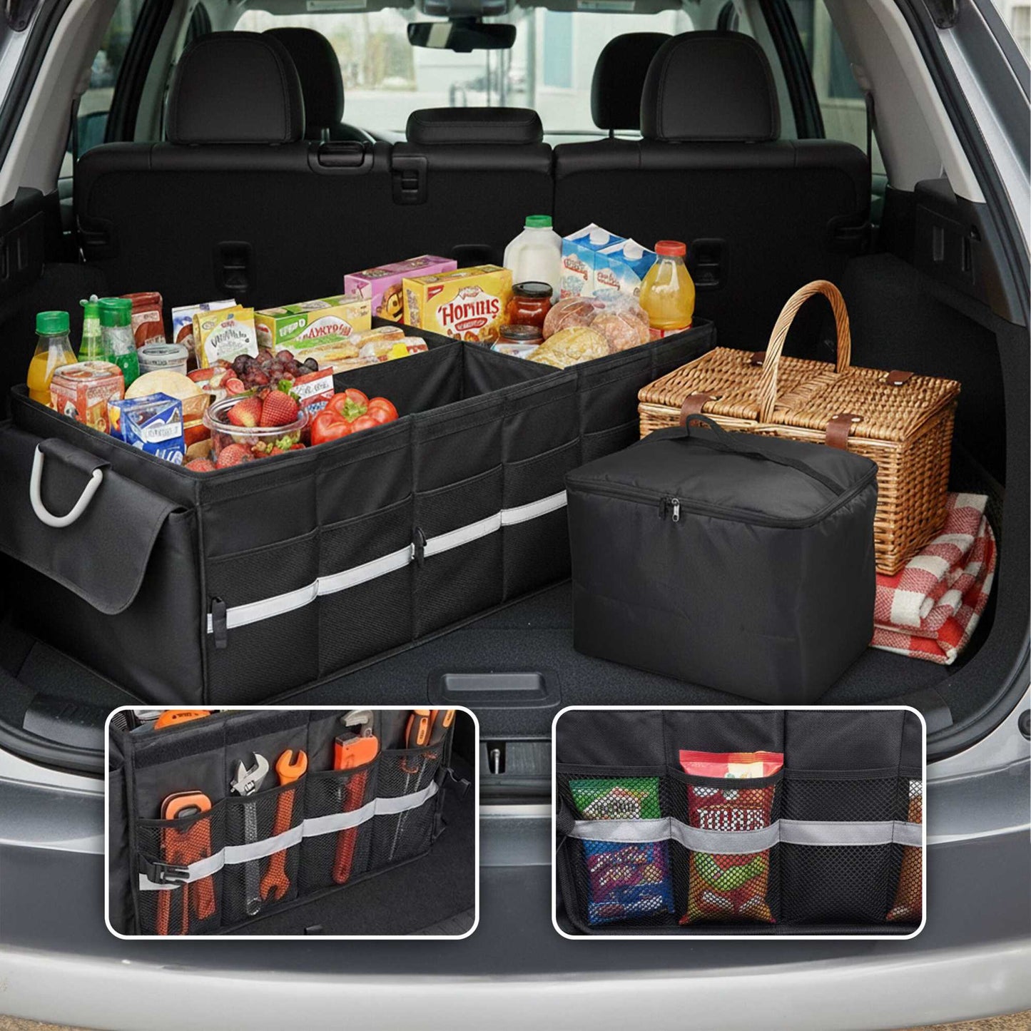 Car Boot Organizer with Insulated Cooler Bag