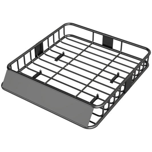Car Roof Cargo Basket, Steel, 90.7 kg Capacity, Black