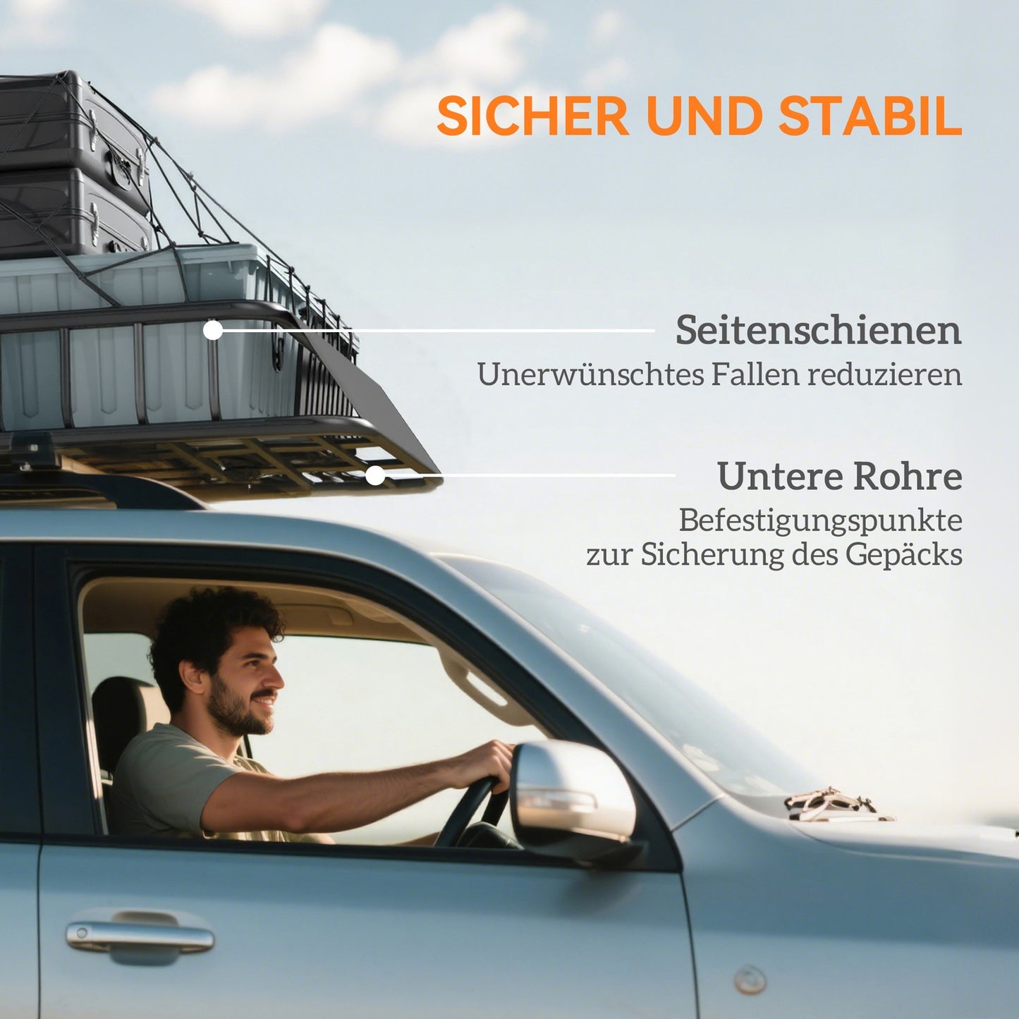 Car Roof Cargo Basket, Steel, 90.7 kg Capacity, Black