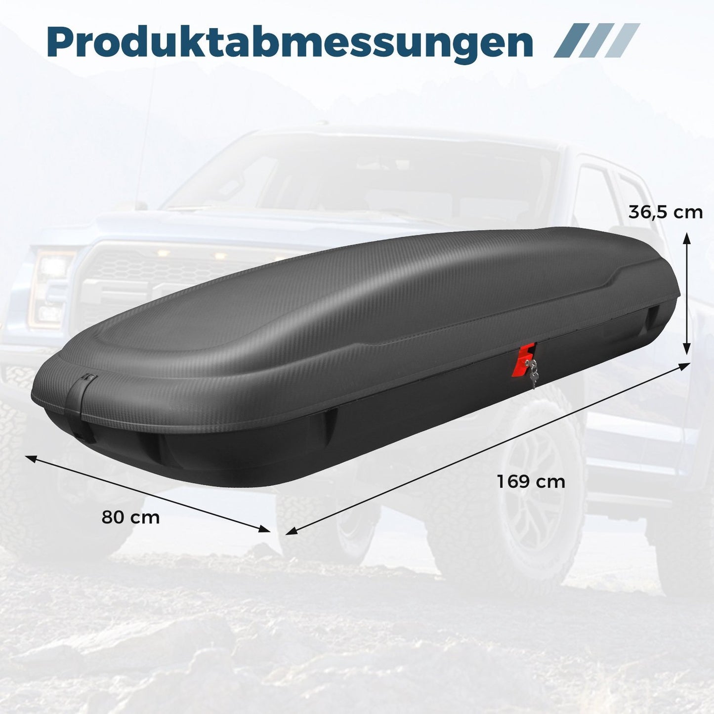 Car Roof Cargo Box, XL Capacity, Lockable, Black