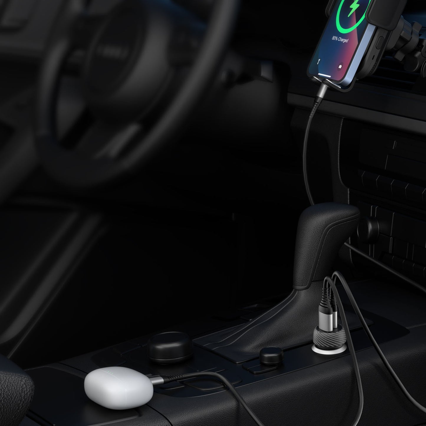 Car charger 1xUSB-C PD 1xUSB-A 35W
