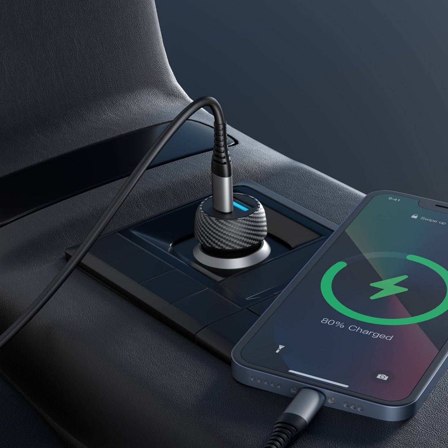 Car charger 1xUSB-C PD 1xUSB-A 45W
