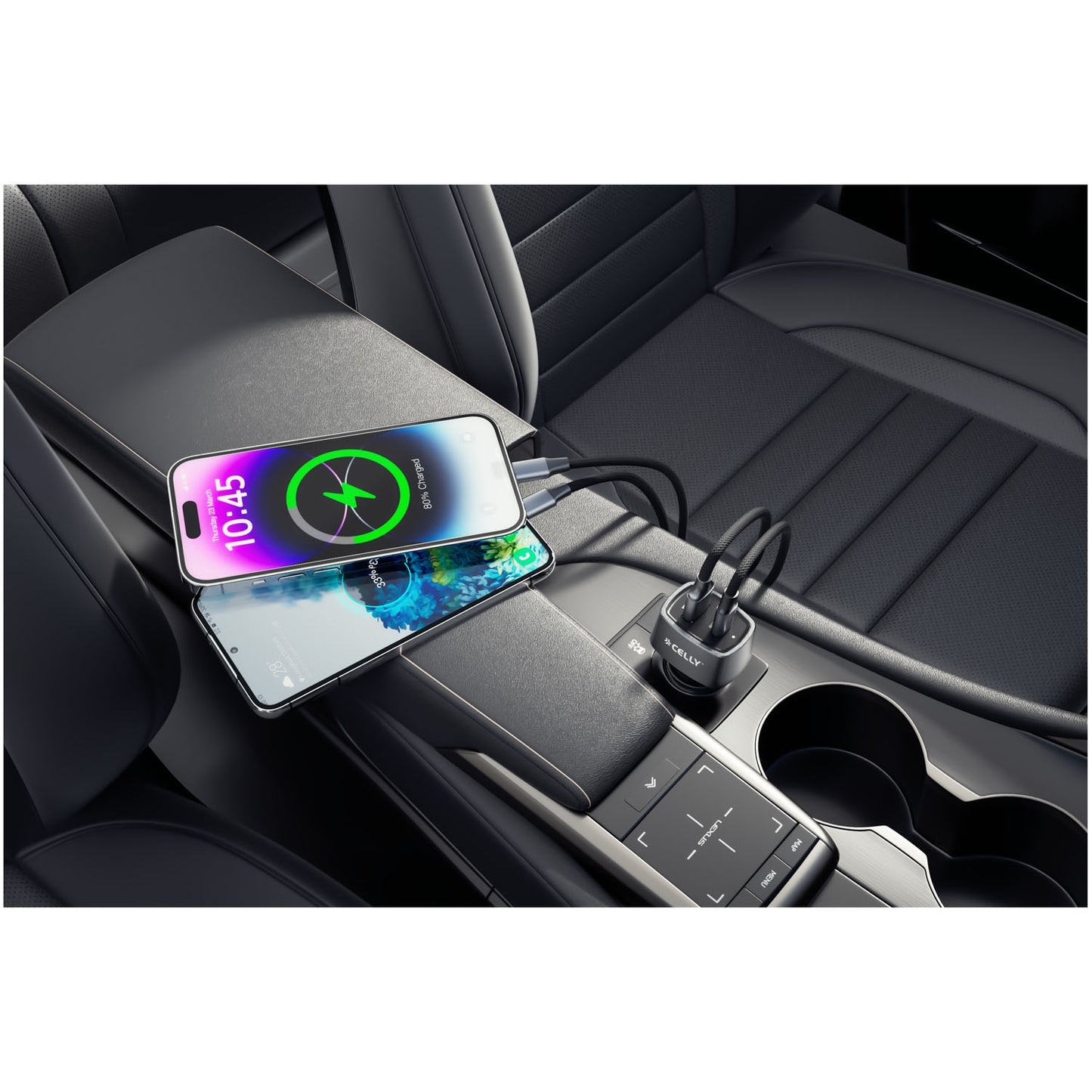 Car charger 1xUSB-C PD 1xUSB-A 65W