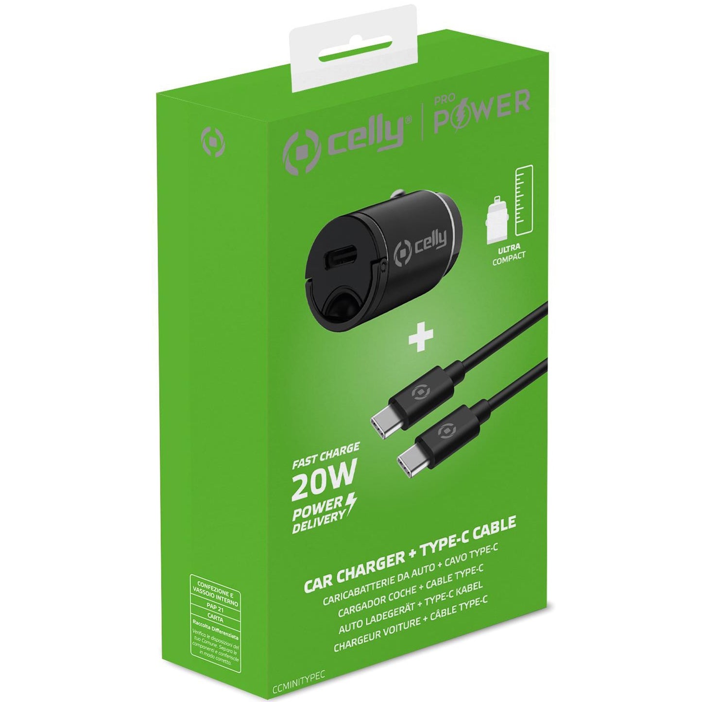 Car charger Mini USB-C PD 20W + USB-C to USB-C cable