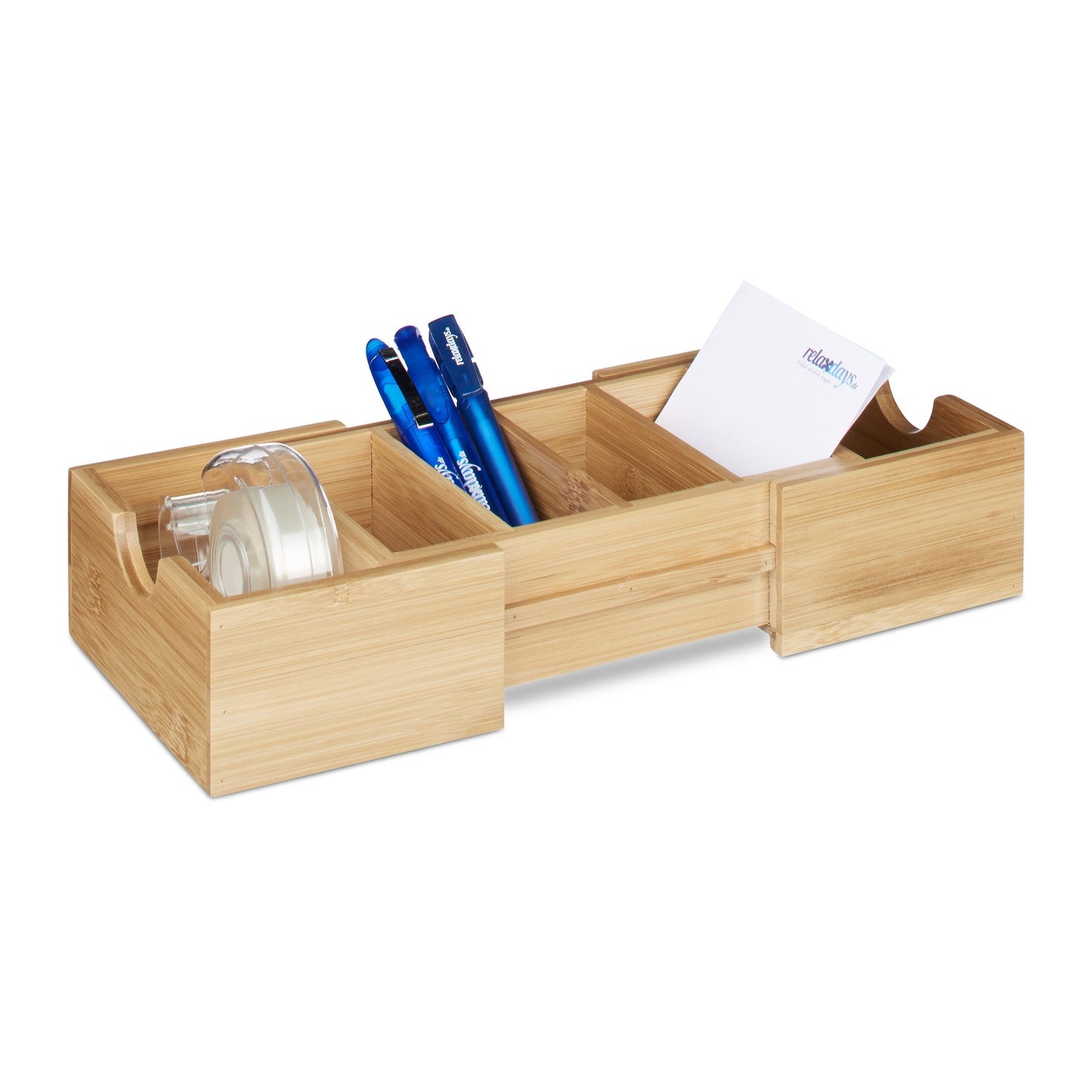 Card Organizer DIN A8 Natural Bamboo Desk Drawer Storage Pen Holder Supplies