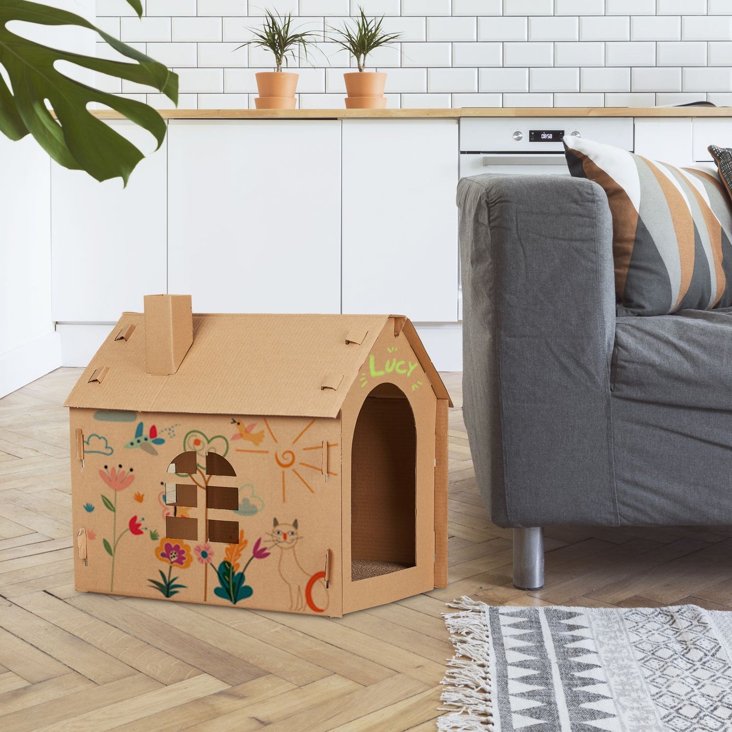 Cardboard Cat House Scratching Board