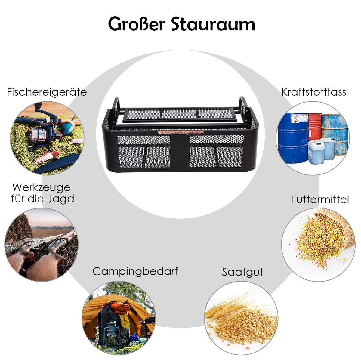 Cargo Basket for ATV/UTV Universal Rear Rack with Mesh Design Rear Storage Basket 104 x 67 x 31.5 cm