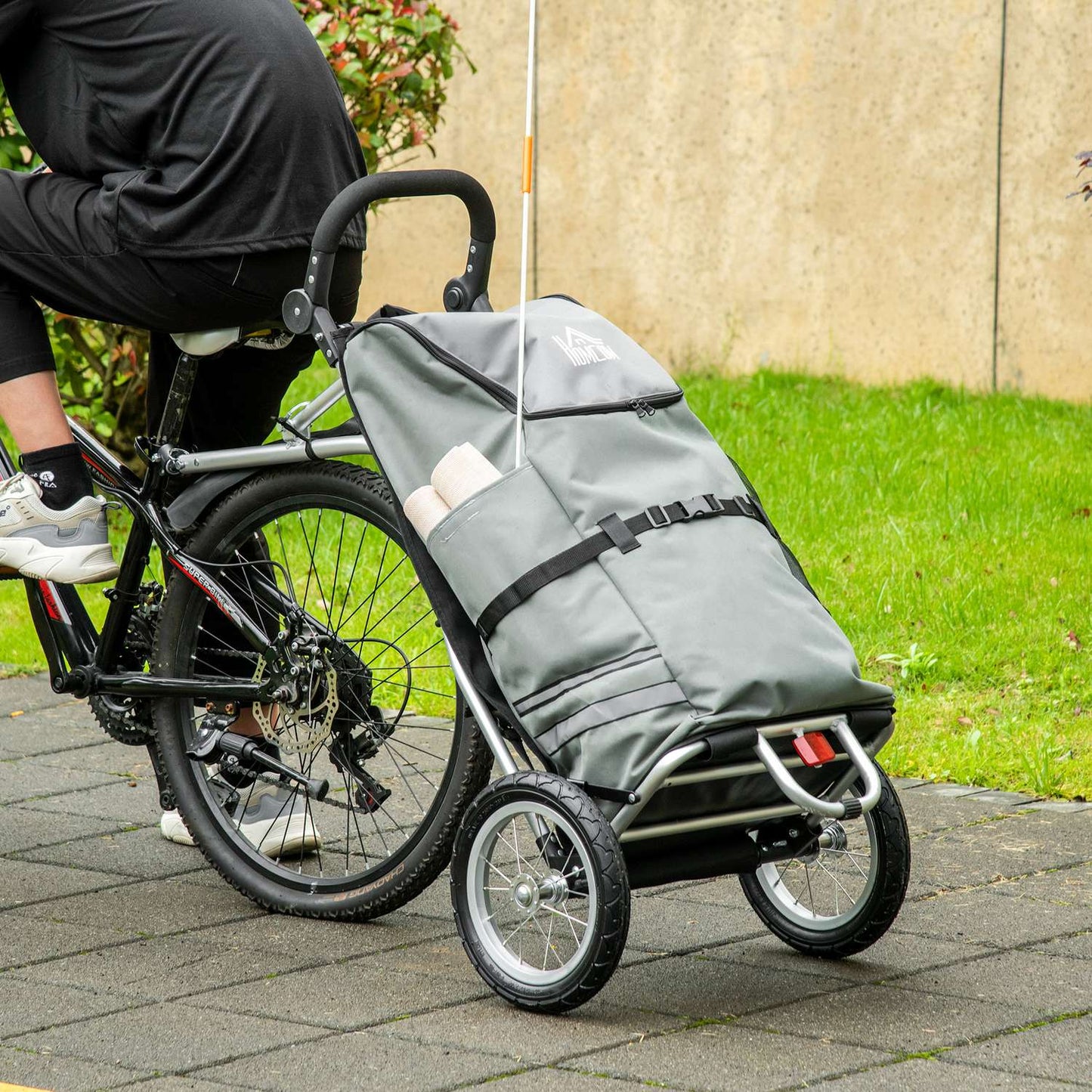 Bicycle cargo trolley and shopping trolley, 55L, aluminium, grey