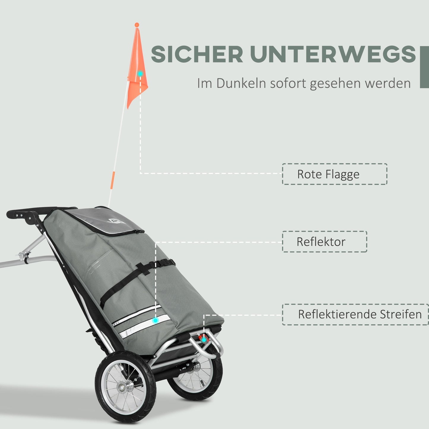 Bicycle cargo trolley and shopping trolley, 55L, aluminium, grey
