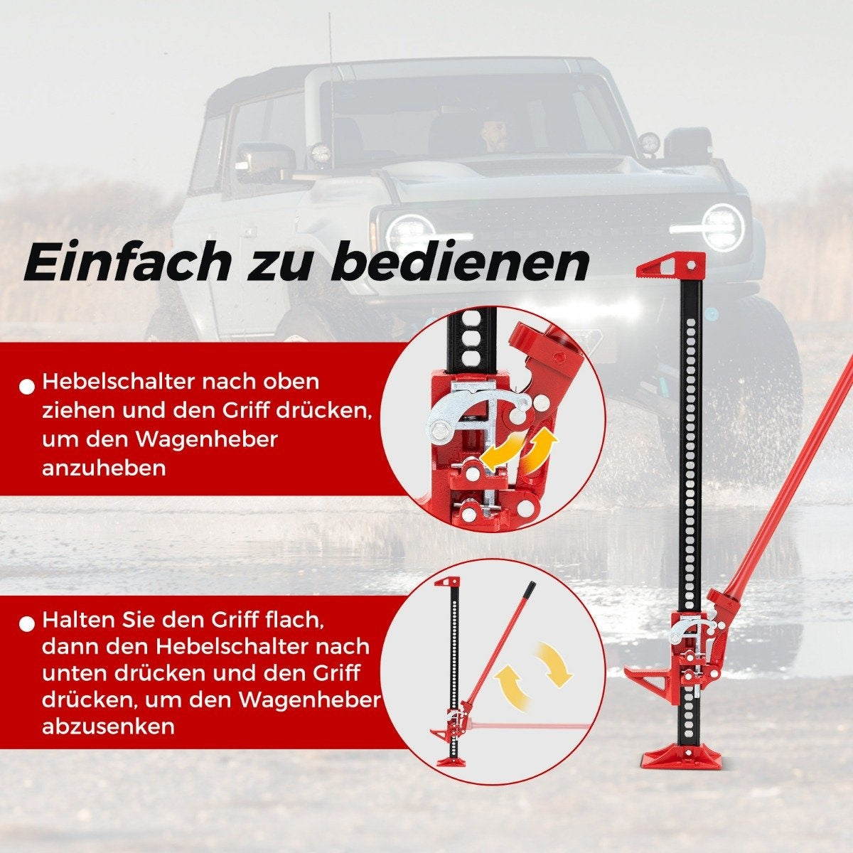 Car jack 3T high lift all-purpose jack off-road pole winch 112 cm rack jack red