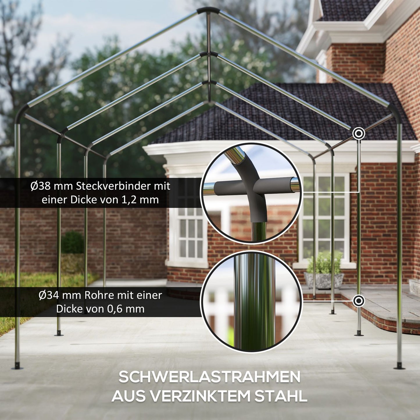 Car shelter 3x6m - UV resistant, waterproof, with doors