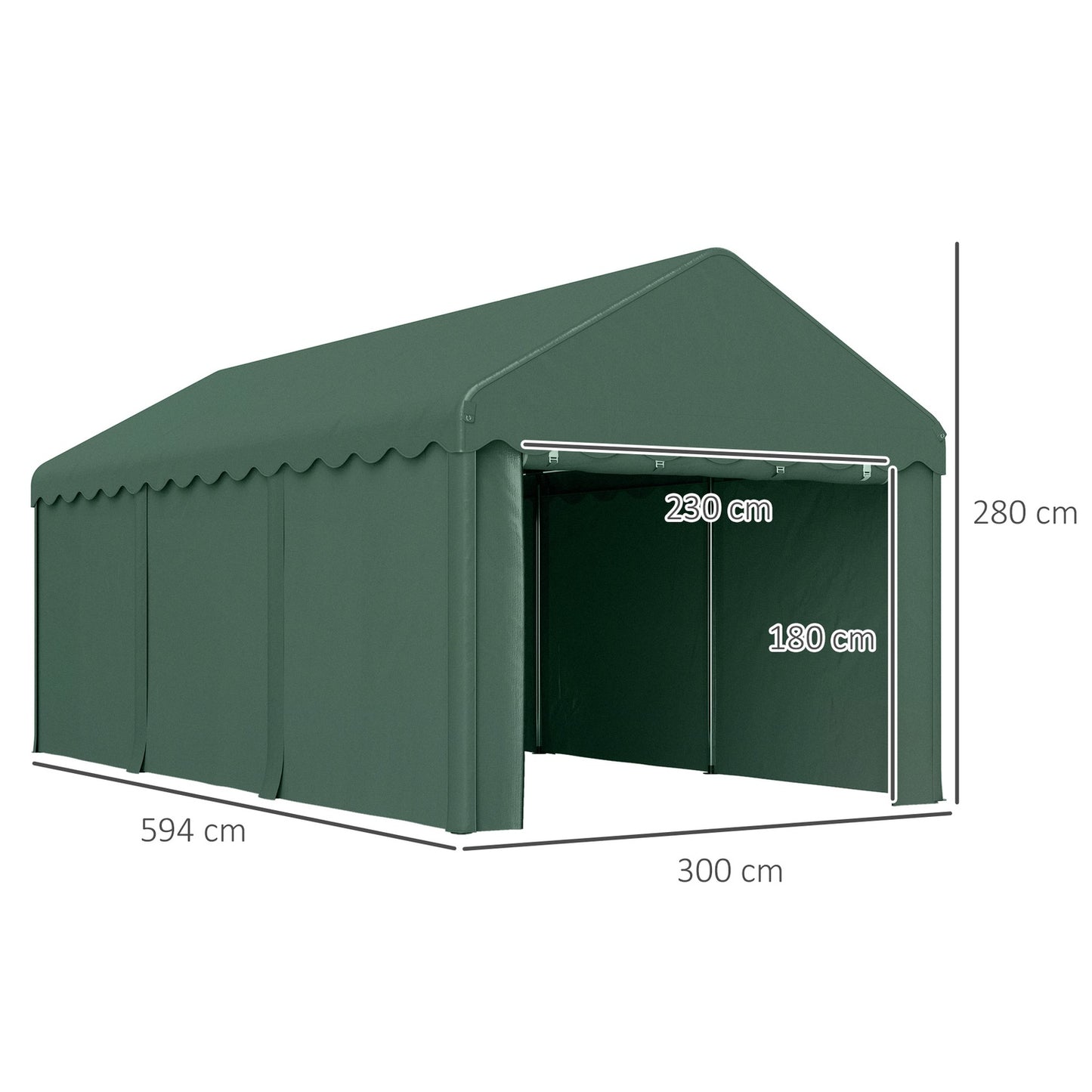 Car shelter 3x6m - UV resistant, waterproof, with doors