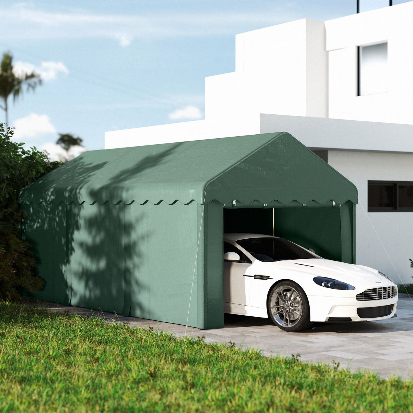 Car shelter 3x6m - UV resistant, waterproof, with doors