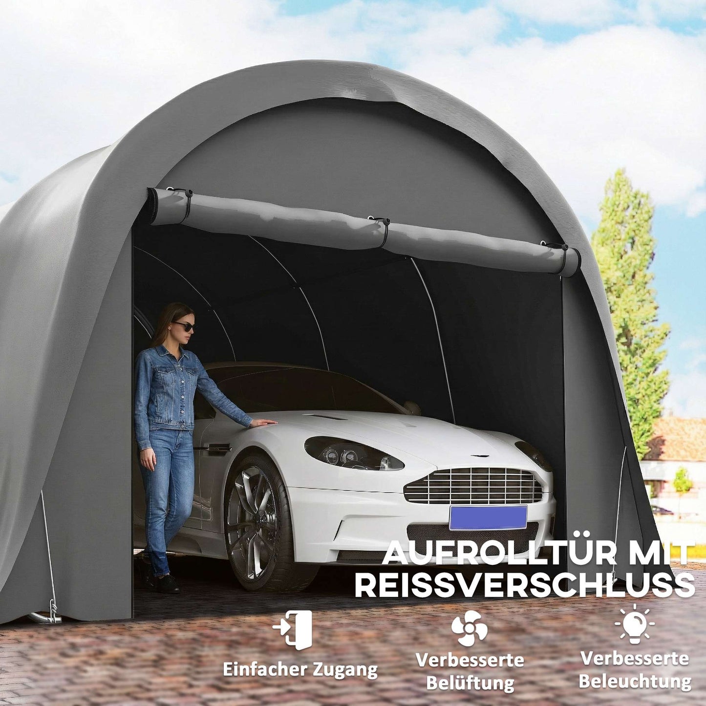 Carport Tent 3x6m Waterproof with Removable Sides