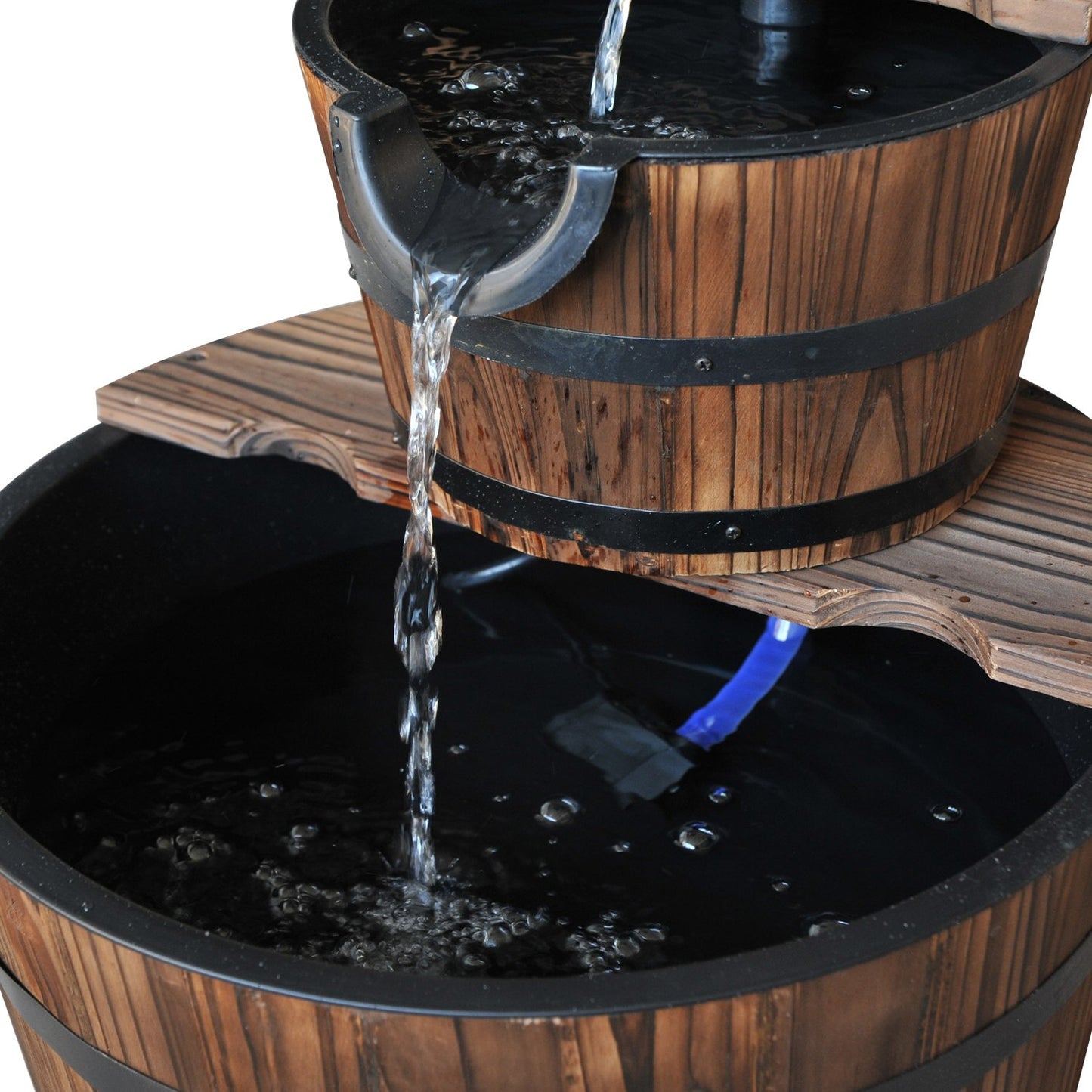 Garden fountain with waterfall, fir wood, 44.5 x 58.5 cm