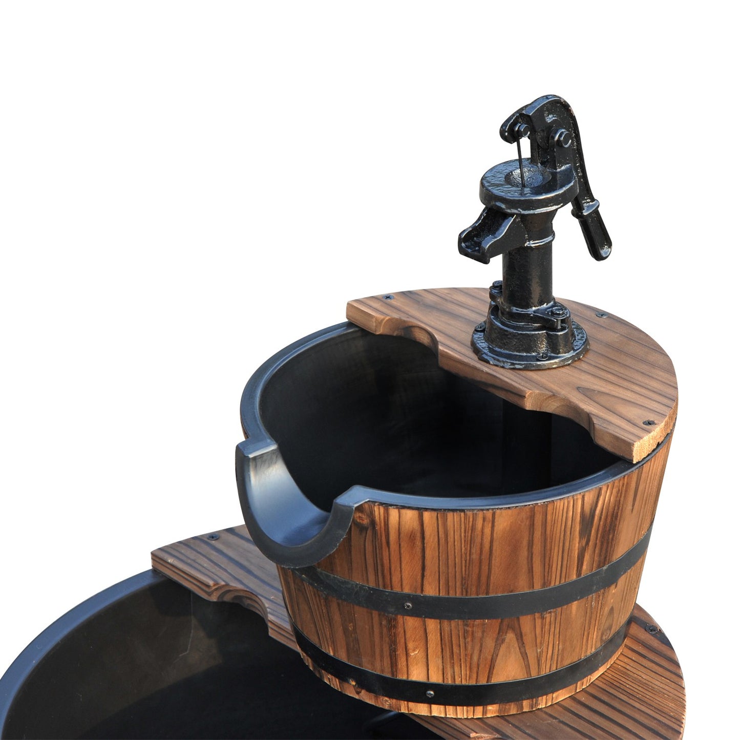 Garden fountain with waterfall, fir wood, 44.5 x 58.5 cm