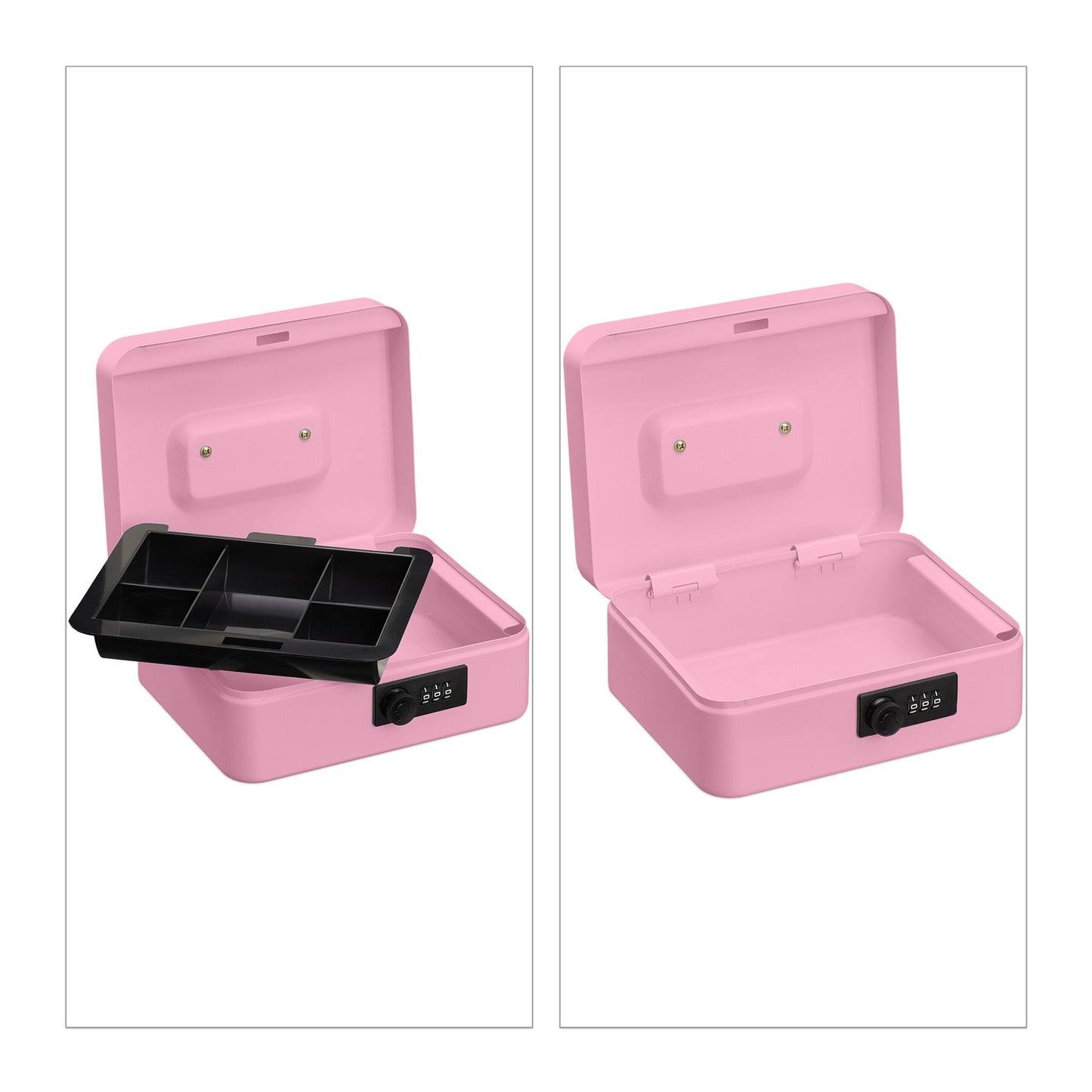 Cash Box with Combination Lock, Steel, 5-Compartment Tray