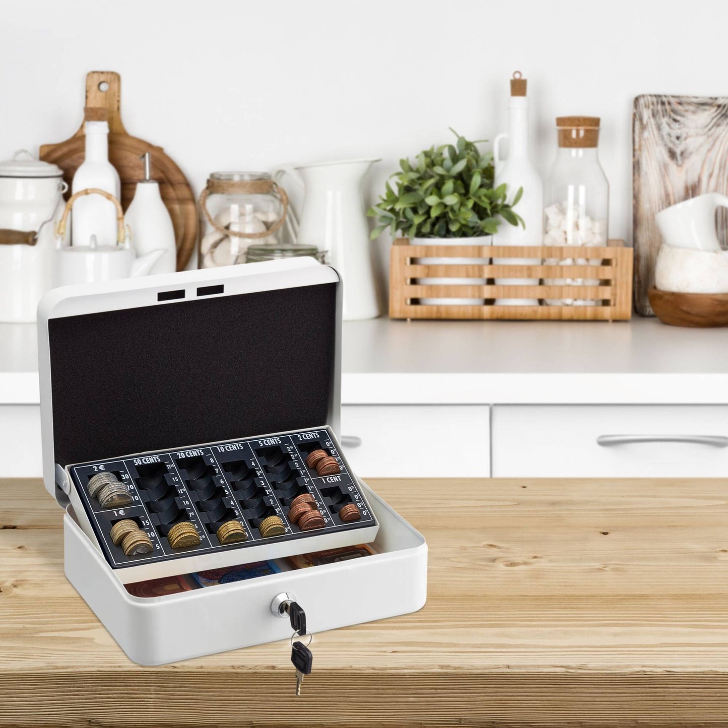 Cash drawer with coin counter