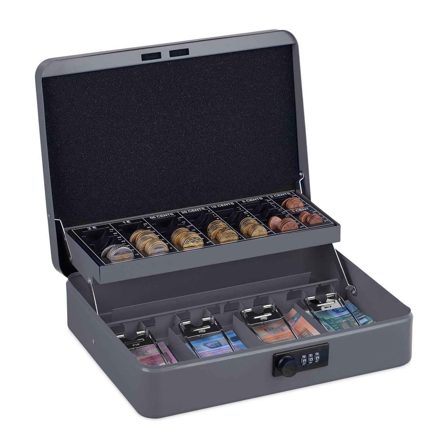 Cash drawer with combination
