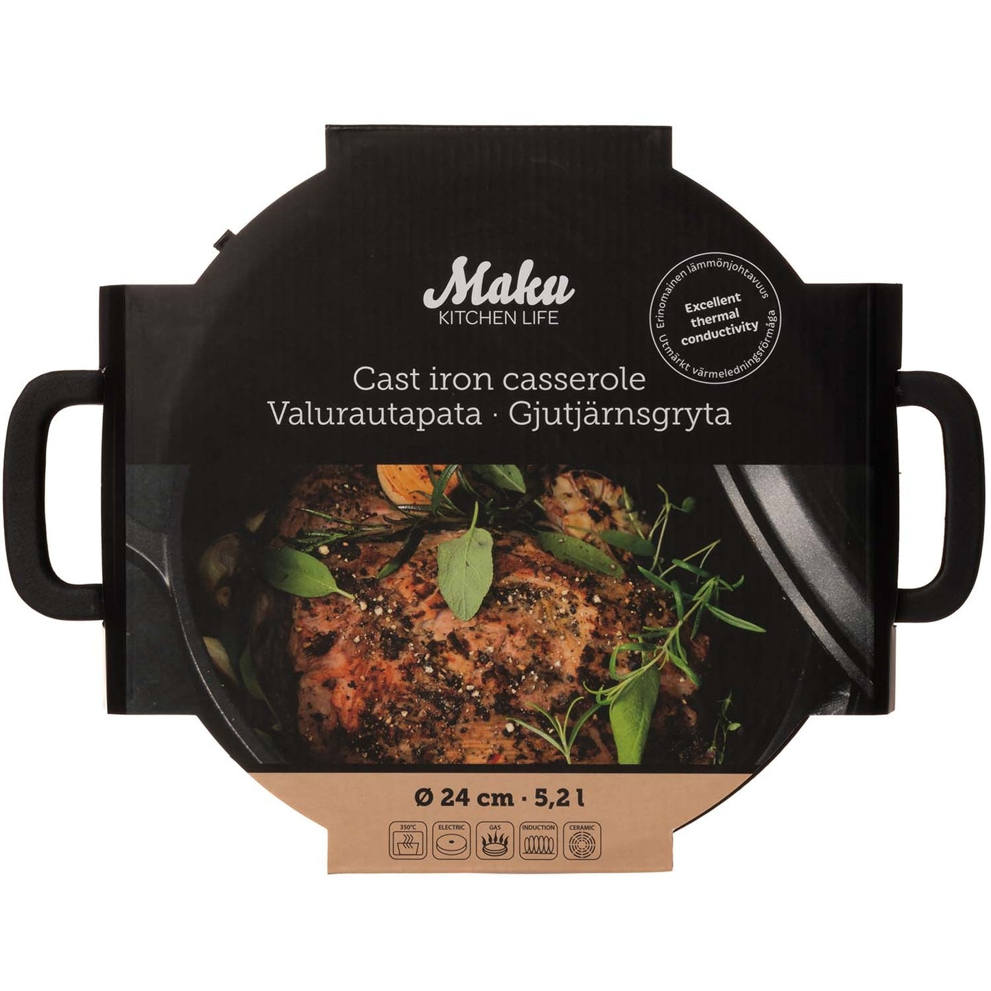 Cast Iron Dutch Oven with Lid, 5.2 L Capacity