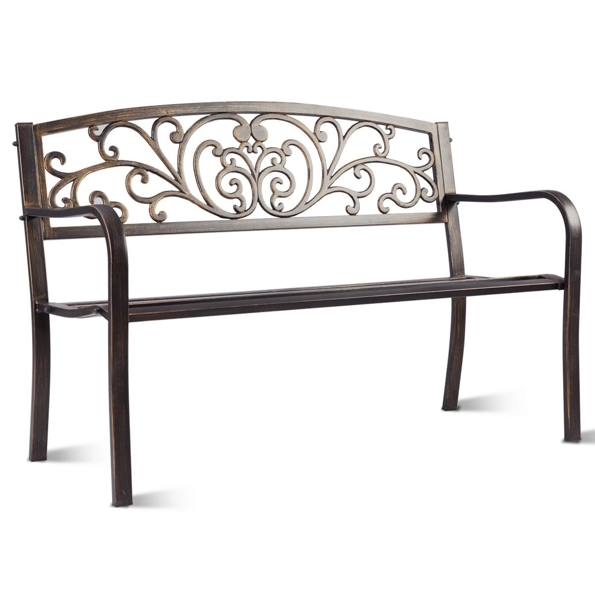 Cast Iron Garden Bench for 2-3 People with Backrest