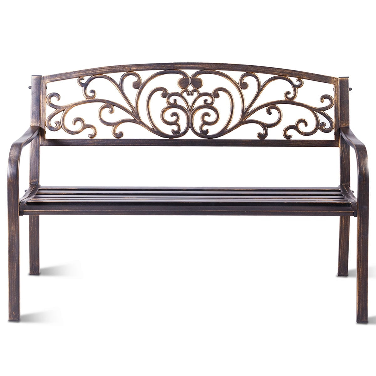 Cast Iron Garden Bench for 2-3 People with Backrest