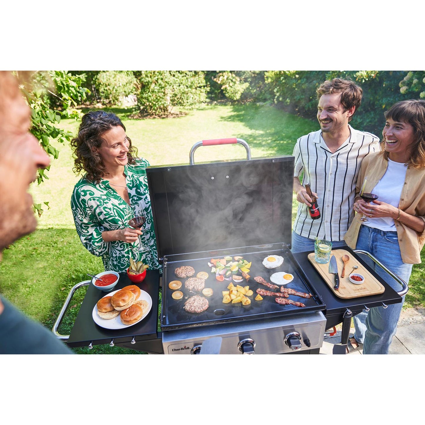 Cast Iron Griddle with Burners, 48x68 cm, Drip Tray