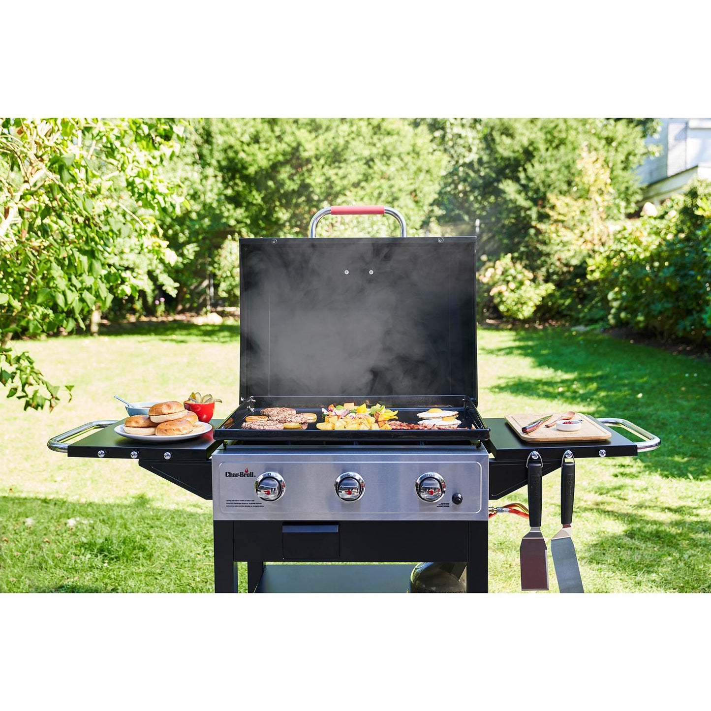 Cast Iron Griddle with Burners, 48x68 cm, Drip Tray