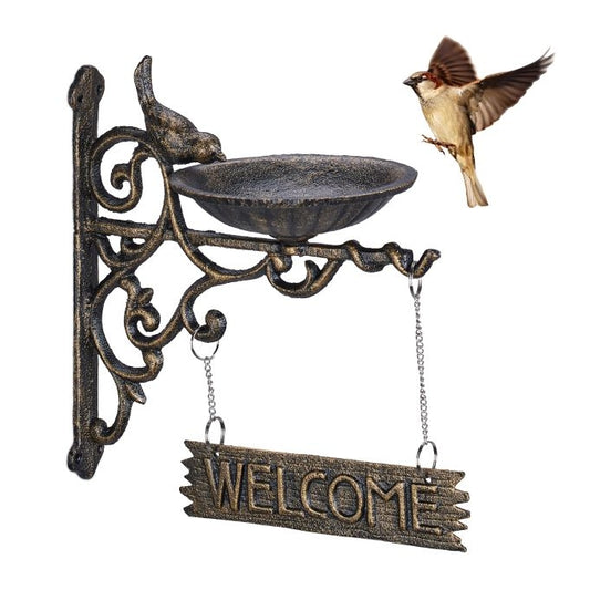 Cast iron bird bath Welcome
