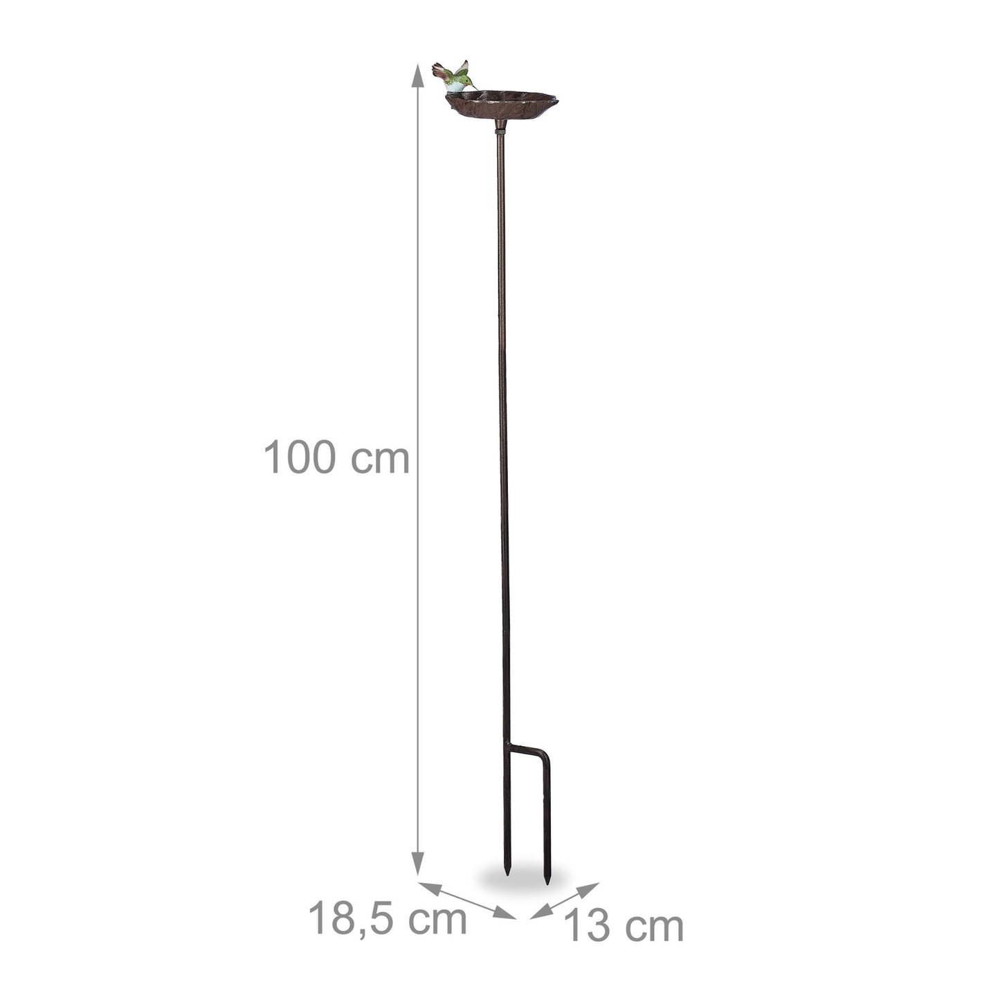 Cast iron bird bath with soil spike