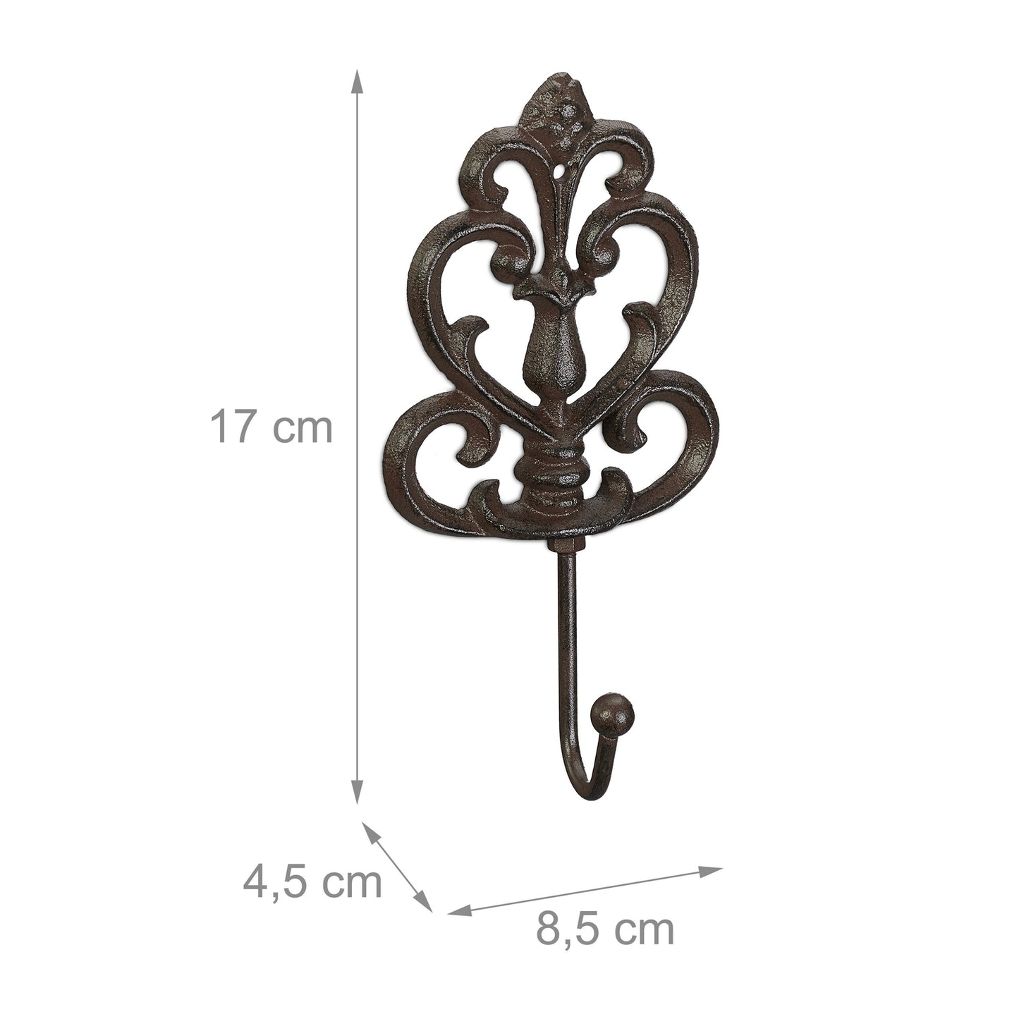 Cast iron coat hooks - set of 6