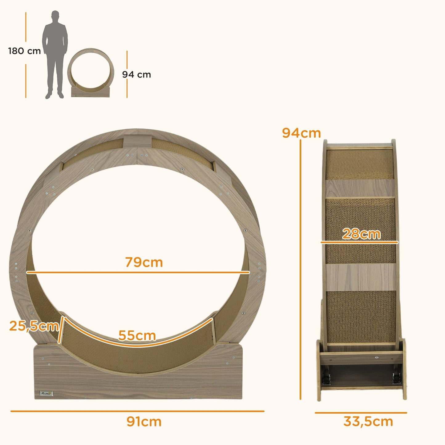 Cat training wheel with brake and scratching board