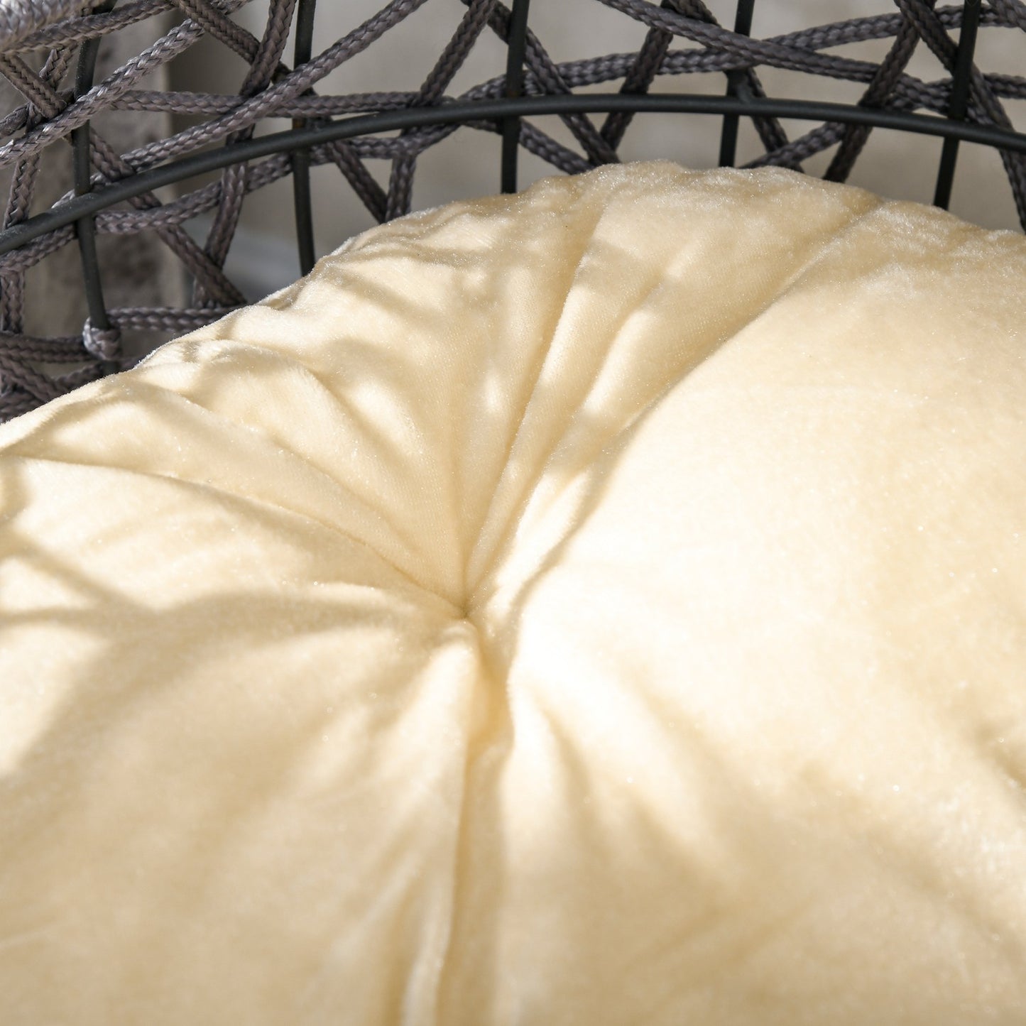 Elevated cat bed - wine glass shape, soft cushion, steel, purple