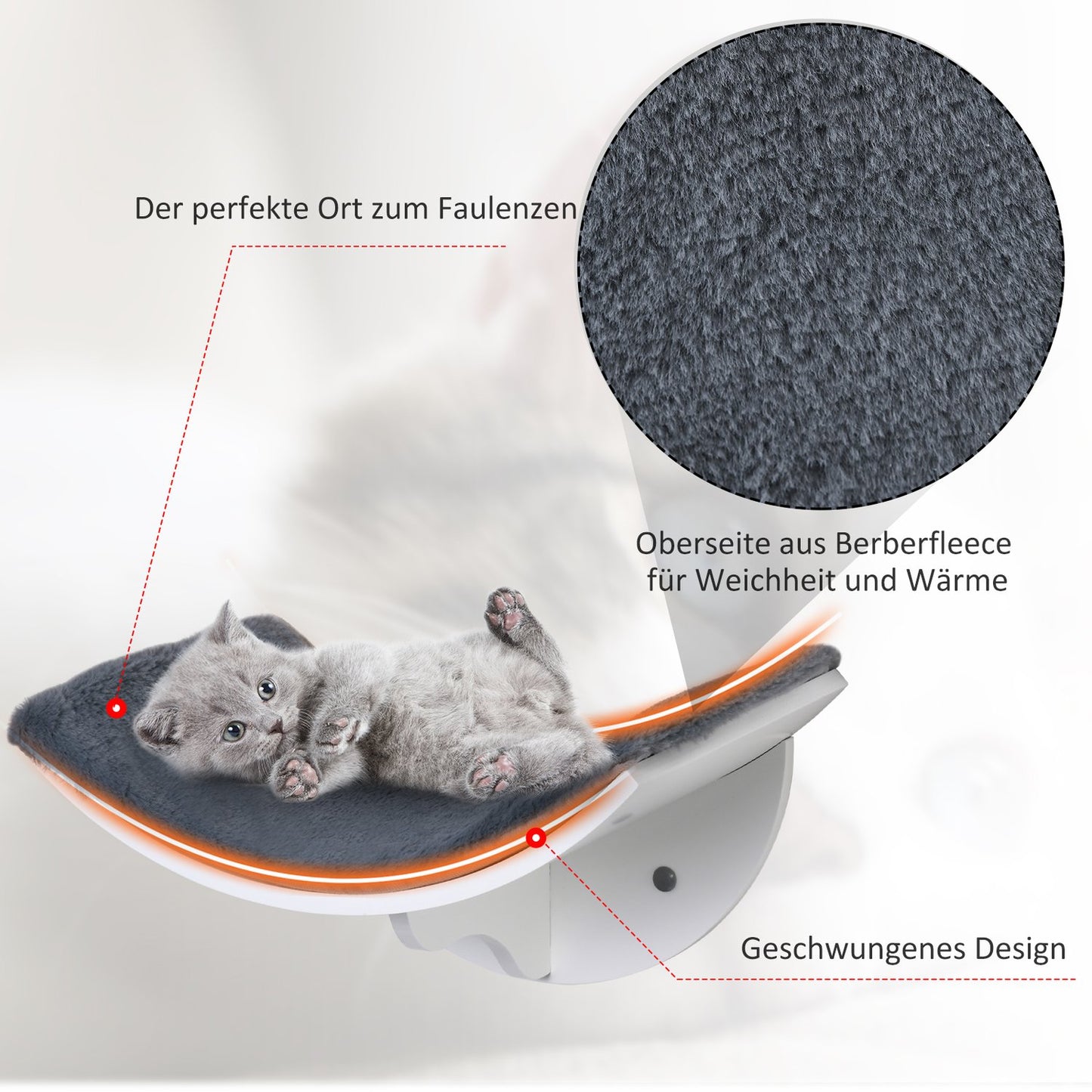 Wall mounted cat bed - stylish with plush cushion, easy installation